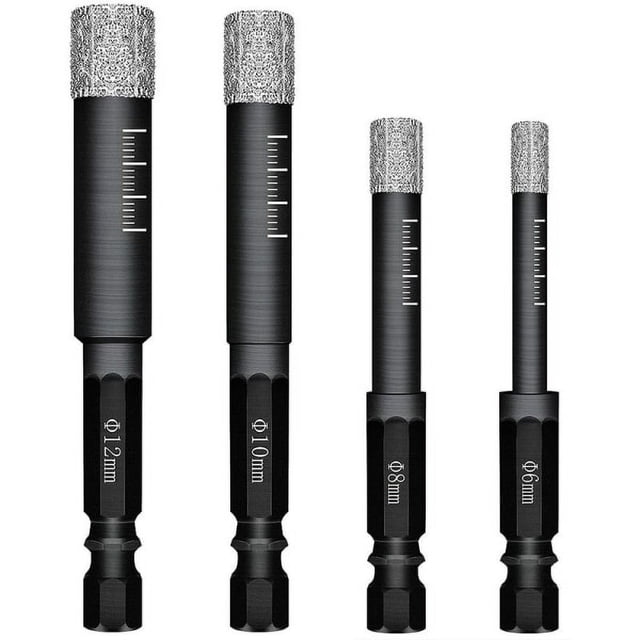 Broca de diamante para azulejos, mármol, cortador de cerámica, agujero para azulejos, 4 juego de brocas de diamante, 6 mm, 8 mm, 10 mm, 12 mm Sincero Electrónica