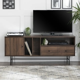 Birch Harbor Sullivan Four Door Dark Walnut TV Stand for TVs up to