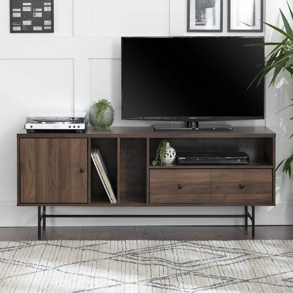 Manor Park Modern TV Console with Record Storage for TV's up to 66" - Multiple Finishes