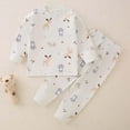 thumbnail image 2 of Odeerbi 6M-8Y Infant Boys Girls Cotton Pajama Sets Cute Print Long Johns Pajamas Children's Homewear Long Sleeve Round Neck Top Shirt Two-piece Set Infant Boys Girls Clothes, 2 of 3