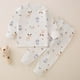 thumbnail image 2 of Odeerbi 6M-8Y Boys Girls Algodón Pijama Sets Print Long Johns Pijamas Homewear Niños Camisa de Manga Larga Cuello Redondo Dos Piezas Set, 2 of 3