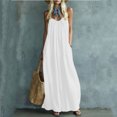 thumbnail image 2 of ClodeEU Women's V Neck Spaghetti Strap Tiered Maxi Dress,Boho Beach Vacation Swing Dress White,Women's Plus XL, 2 of 7