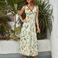 thumbnail image 6 of Orange Blossoms Leafy Cream Pattern Sleeveless Dress Summer Women Clothes Dress for Pregnant Women Dresses, 6 of 9