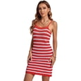 thumbnail image 4 of DOPI Women's Knit Beach Cover Up Dress Square Neck Spaghetti Strap Stripe Sleeveless Cami Coverup Striped Tank Top Curve Dress, 4 of 6
