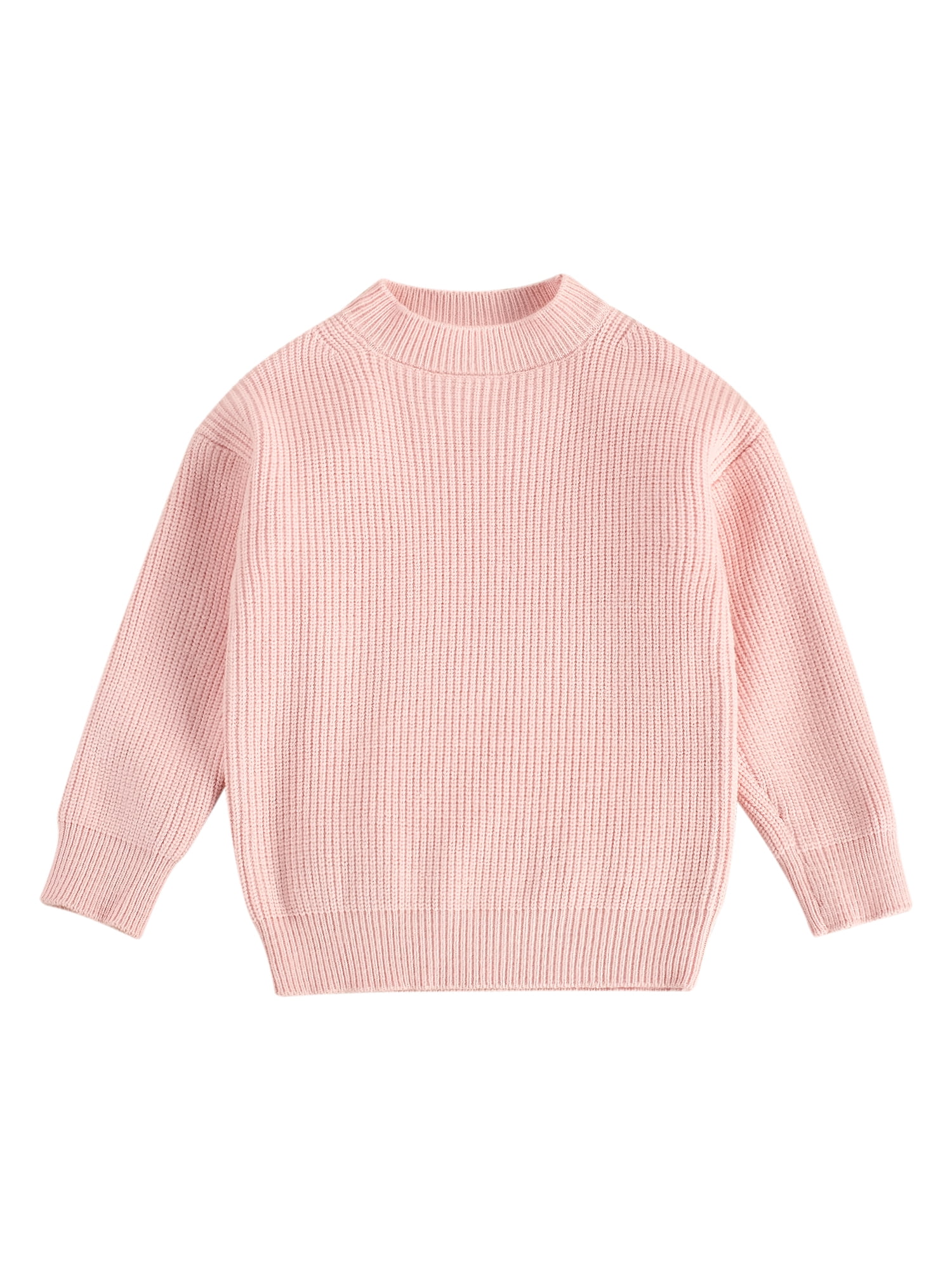 Toddler Baby Girl Boy Knit Sweater Loose Solid Color Long Sleeve Warm Pullover Tops Fall Winter Clothes