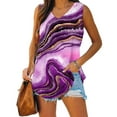 thumbnail image 4 of Summer Saving Wycnly Womens Tank Tops Comfy Lightweight Classic Tunic Vest Tee Tops Summer Fashion Marbled Print V-Neck Sleeveless Shirts Blouse Purple m, 4 of 6