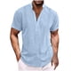 thumbnail image 1 of pstuiky camisetas camisas para hombre, Camiseta de manga corta para hombre, estilo informal, lisa, con cuello vuelto, botones y blusa camisetas de hombre xl, 1 of 5