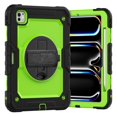 thumbnail image 3 of SaniMore for iPad Pro 11 2024 Case, 3 Layers Multi-Functional Cover with Pencil Holder Shoulder & Hand Strap 360° Rotatable Kickstand Shockproof Protective Shell, Green+Black, 3 of 11