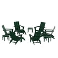 thumbnail image 4 of WestinTrends Ashore 12 Pieces Adirondack Chairs Set, All Weather Poly Lumber Adirondack Chairs with Ottoman and Side Table Patio Conversation Outdoor Furniture Set, Dark Green, 4 of 8
