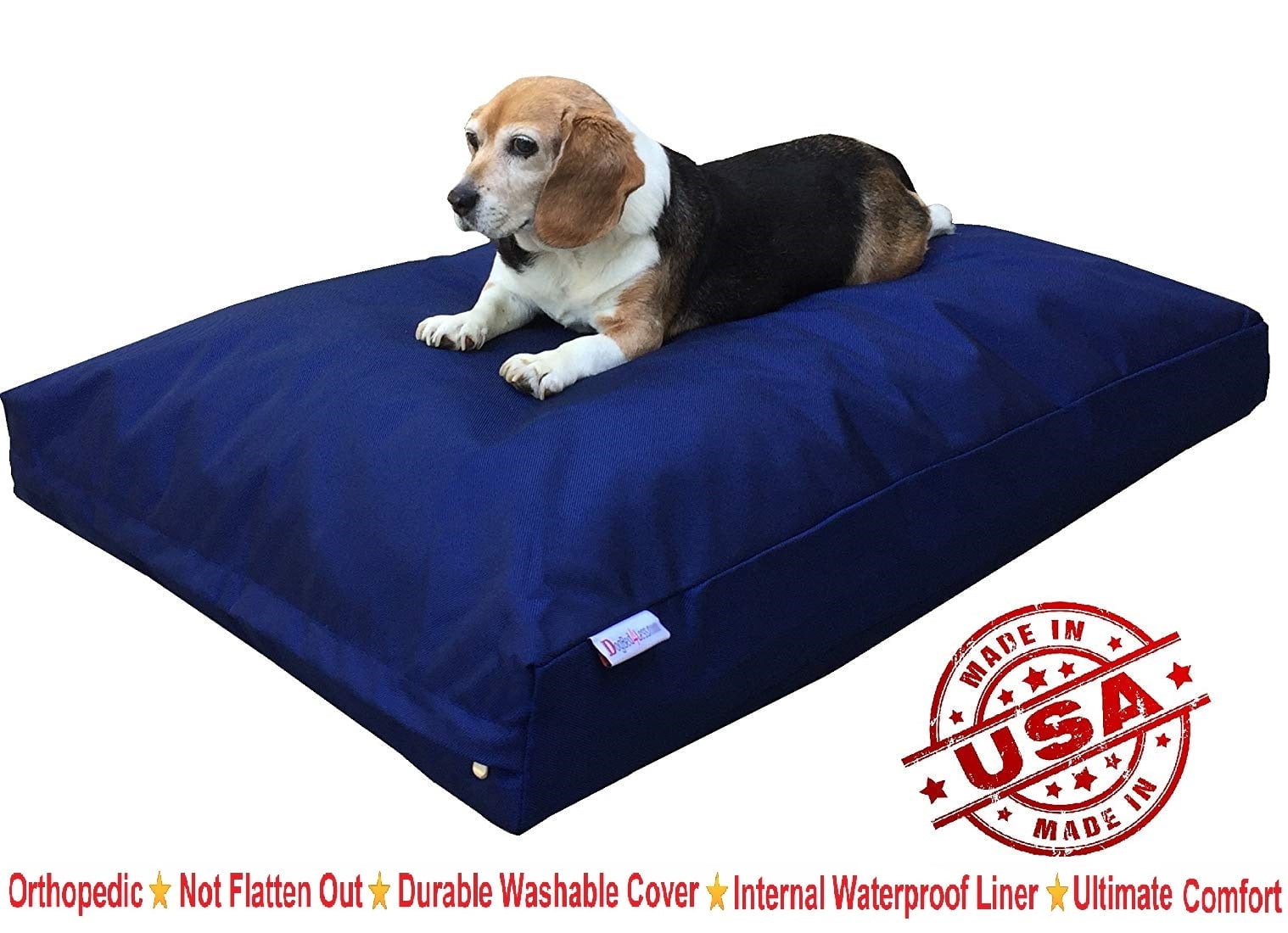 Dogbed4less Shredded Memory Foam 41"x27" Dog Bed Pillow with Blue Nylon Cover