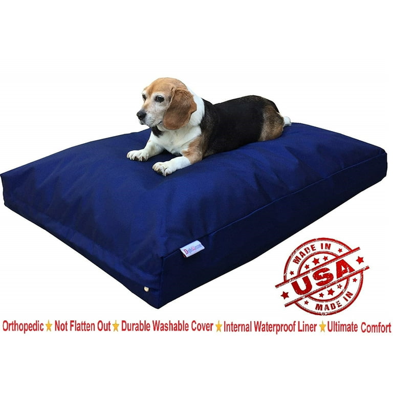 Dogbed4less Shredded Memory Foam Dog Bed for Large Dogs Blue Nylon Cover 55 inchx37 inch Pillow Size 2XL 55x37