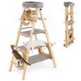 thumbnail image 1 of Gymax Modern Wooden Cat Tree Foldable Cat Climbing Furniture w/ Ladder Design Natural, 1 of 10