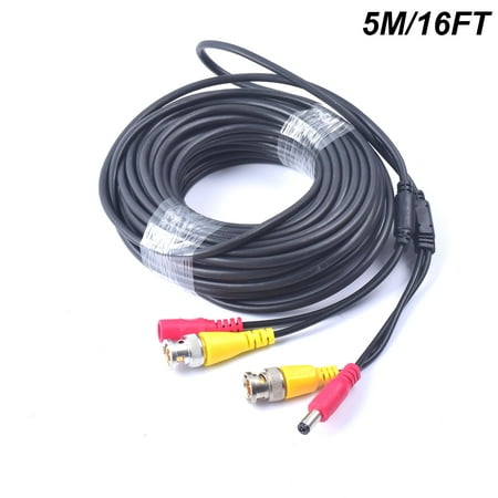 16FT 5M Pre-made 2-in-1 BNC Video + Power DC Extension Cable for CCTV Security Camera Home Surveillance Closed-circuit TV