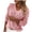 Pink, variant on Women Sweaters V-neck Solid Color Feather Hollowing Out Long Sleeves Sweater Tops
