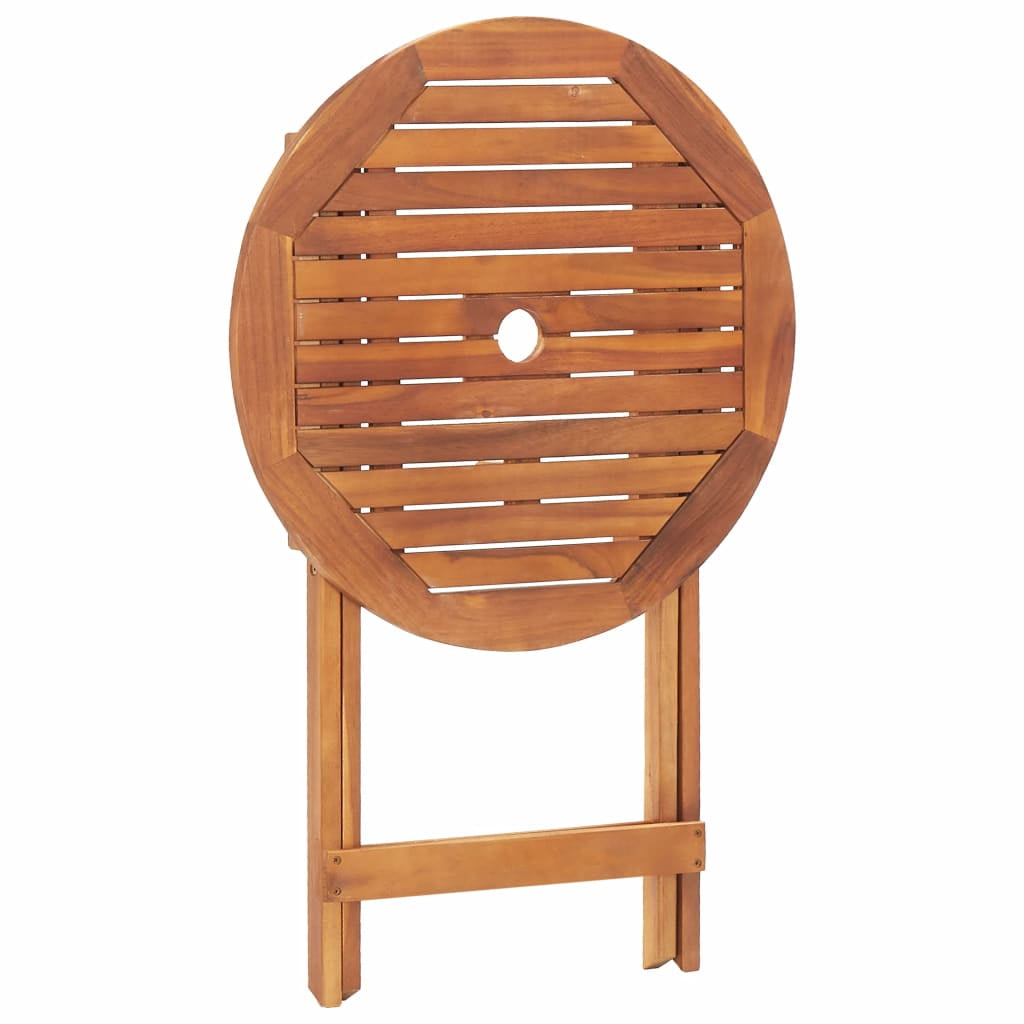 Kepooman 23.6" x 29.5" Folding Table for Patio Garden, Solid Acacia Wood Bistro Table with A Umbrella Hole