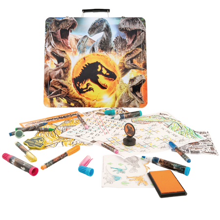 Jurassic World Dinosaur Art Kit Gel Pens Markers Stickers with Carrying Tin 600+ Pieces