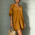 thumbnail image 6 of Karymi Summer Dresses for Women 2026 Boho Beach Vacation Tassel Mini Dress, Notch V Neck Cold Shoulder Cutout Short Sleeve Loose Shift Cover Up Dress Cocktail Dresses for Women, 6 of 9