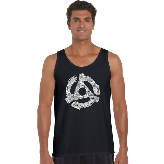 LA Pop Art Men's Word Art Tank Top - Record Adapter