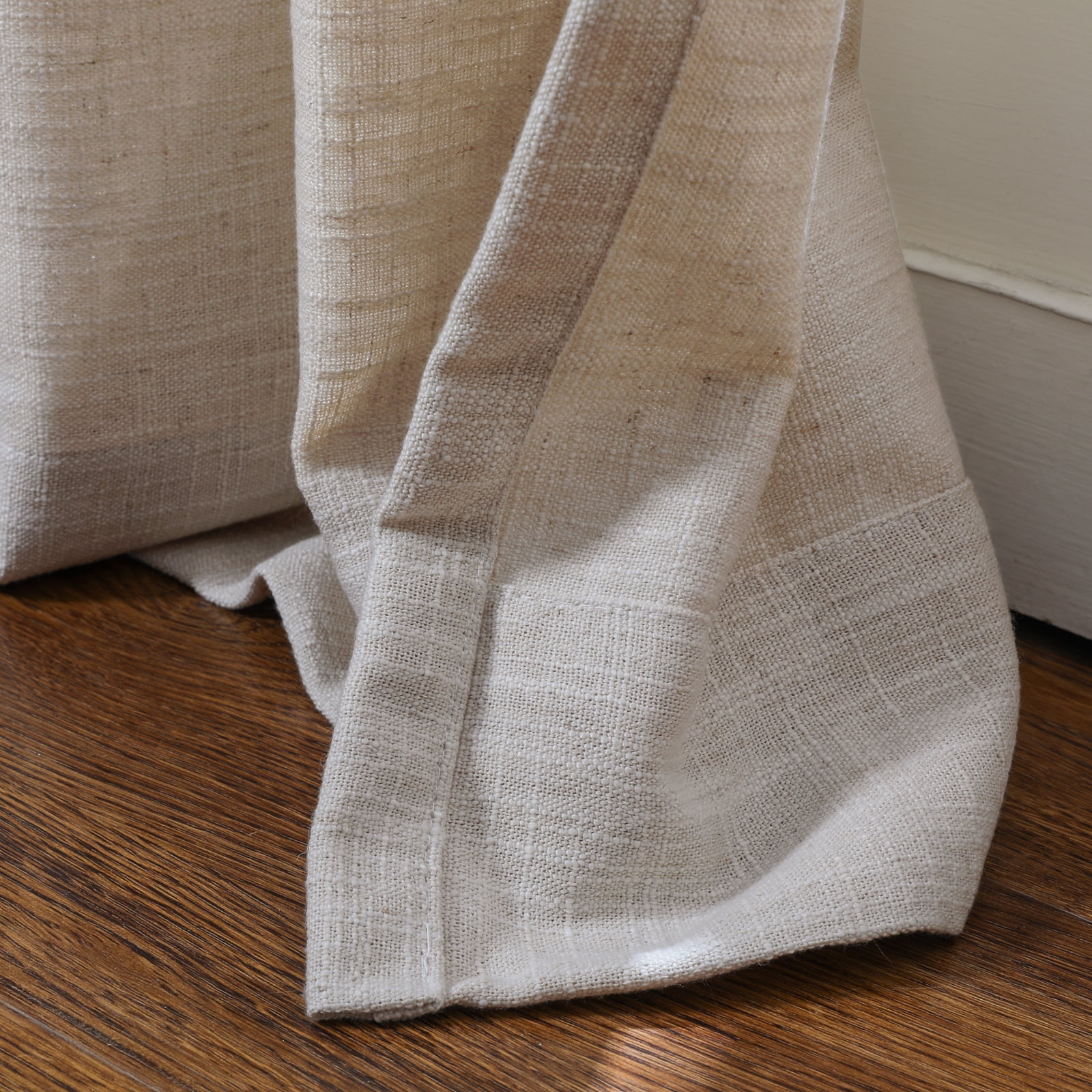 TWOPAGES Light Filtering Drape 72 W X 72 L Inches Pinch Pleat Curtain Linen Blend Window Treatment for Bedroom, 1 Panel, Birch