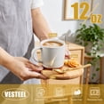 thumbnail image 6 of Vesteel Coffee Mugs Set of 4, 12oz Ceramic Coffee Cup with Handle, Modern Stoneware Mugs for Latte, Cappuccino, Cocoa, Dishwasher & Microwave Safe, Speckled White, 6 of 8