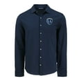 thumbnail image 2 of Men's-Cutter & Buck  Navy Sporting Kansas City Advantage Tri-Blend Eco Soft Pique Long Sleeve Knitted Button-Up Top, 2 of 3