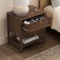 thumbnail image 2 of Joyyskill End Table with 2 Drawers, Farmhouse Nightstand with Open Shelf, Modern Bedside Cabinet Side Table Night Stand for Bedroom, Brown, 2 of 6