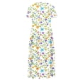 thumbnail image 5 of gljltg Women's Casual Flower Print Flowy Tiered Maxi Dress with Side Pockets, Polyester Spandex Lightweight Breathable Summer Winter, Beach Travel Work Party Outfit, Easy Care Washable, 5 of 6