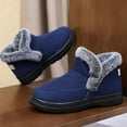 thumbnail image 3 of Platform Winter Boots for Women Slip on Suede High Top Loafers Plush Lined Snow Booties Casual Warm Comfy Outdoor Flat Walking Shoes Blue Size 8, 3 of 6