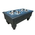 thumbnail image 4 of Iconic Pet Raised Wooden Pet Double Diner with Stainless Steel Bowls - Charcoal Gray - Large, 4 of 8