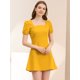 thumbnail image 2 of Vestidos Elegantes De Cuello Cuadrado Para Mujer Vestido Corto De Una Línea De Manga Abullonada De Algodón De Color Sólido Amarillo L, 2 of 6