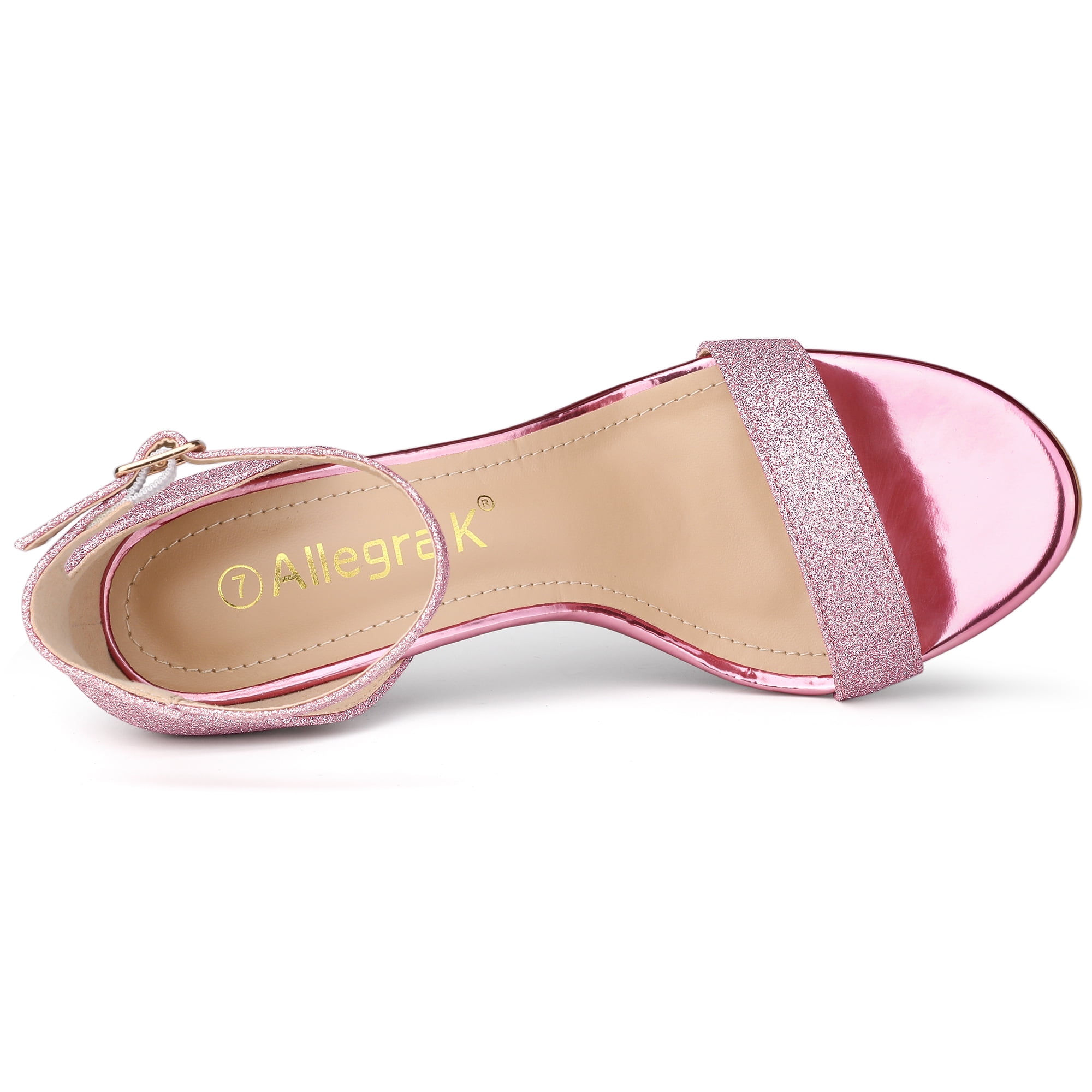DARING DIVA Women's Glitter Ankle Strap Stiletto Heel Sandals Pink 8