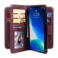 thumbnail image 2 of Compatible with iPhone 13 Pro Max Case Wallet with Card Holder[10 Card Slots] Kickstand [RFID Blocking] Magnetic PU Leather Phone Case Flip Kickstand Folio TPU Shockproof Case,Winered, 2 of 8