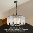 thumbnail image 6 of KPIBEST Modern Black Crystal Chandeliers for Dining Room, Luxury Water Ripple Glass Light Fixture, Elegant Farmhouse Round Lighting for Kitchen Island, Bar Table, 6 of 12