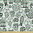 thumbnail image 2 of Cartoon Fabric by the Yard, Monochrome Style Characters Images Along Ice Creams Hearts and Skulls, Decorative Upholstery Fabric for Chairs & Home Accents, Charcoal Grey and White by Ambesonne, 2 of 5