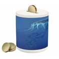 thumbnail image 1 of Jellyfish Piggy Bank, Blue Spotted Jelly Fish Aquarium Life Marine Animals Ocean Predator in the Deep Water, Ceramic Coin Bank Money Box for Cash Saving, 3.6" X 3.2", Blue, by Ambesonne, 1 of 4