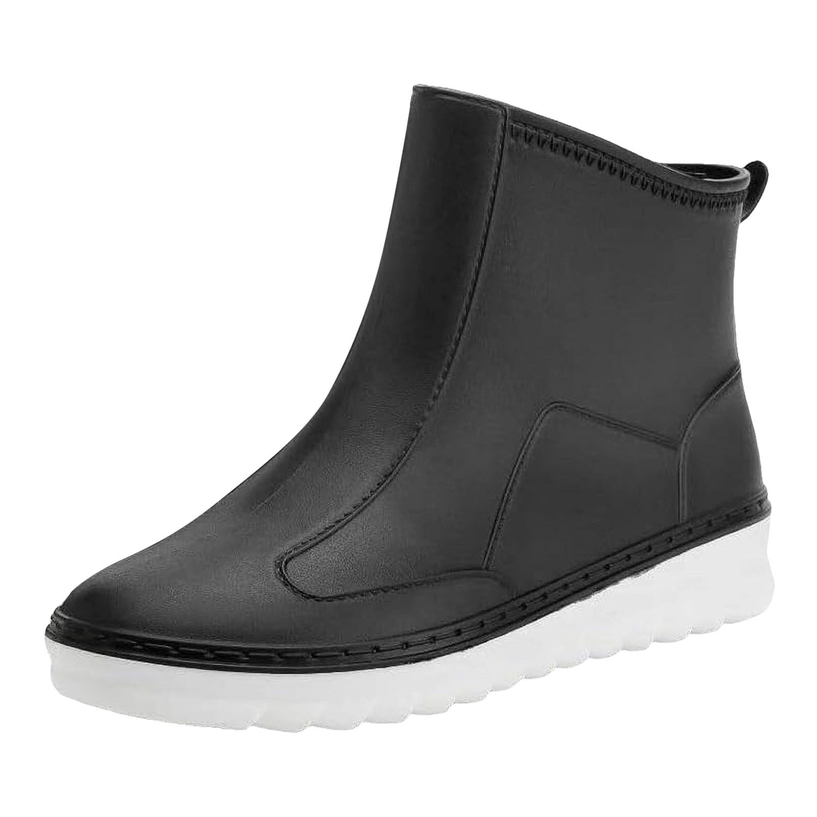 Short Rain Boots for Women Waterproof Wide Calf Ankle Rainboots Rubber Outdoor Work Garden Shoes
