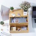 thumbnail image 4 of Bamboo Desk Organizer with Drawers, Countertop Organizer with Drawers Makeup Storage Drawer 2 Drawers Tabletop Storage Organization Box Home Office Workspace Bathroom Toiletries Supplies, 4 of 14