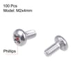 thumbnail image 2 of Unique Bargains M2x4mm Machine Screws Pan Head Screw Fasteners Bolts 100Pcs, 2 of 3
