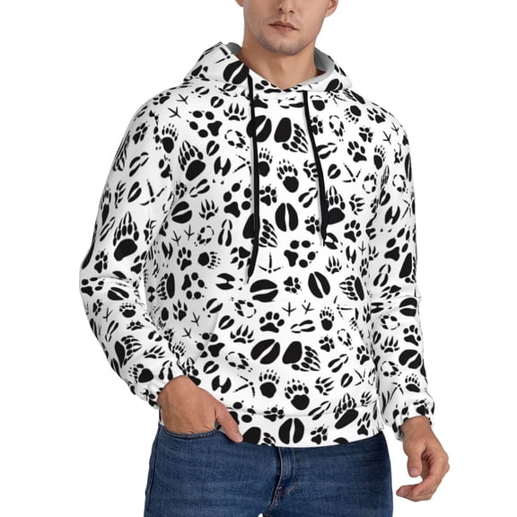 Hoodies for Men - black footprints Long Sleeve Comfrt Men'S Fashion Hoodies & Sweatshirts, Sweatshirts for Men Hoodies Pullover Clothing Clothes with Pouch