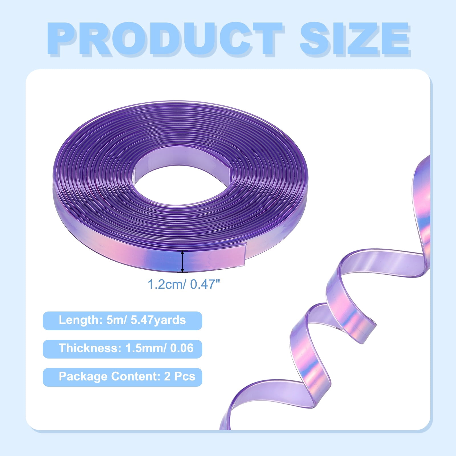 2PCS 5.47  Yards Silicone Lanyard String, 12mm Wide Bright Color Lacing Cord Laser Reflective Lanyard String for Crafts Weaving DIY Handmade Bracelets Clothes Keychain, Medium Purple