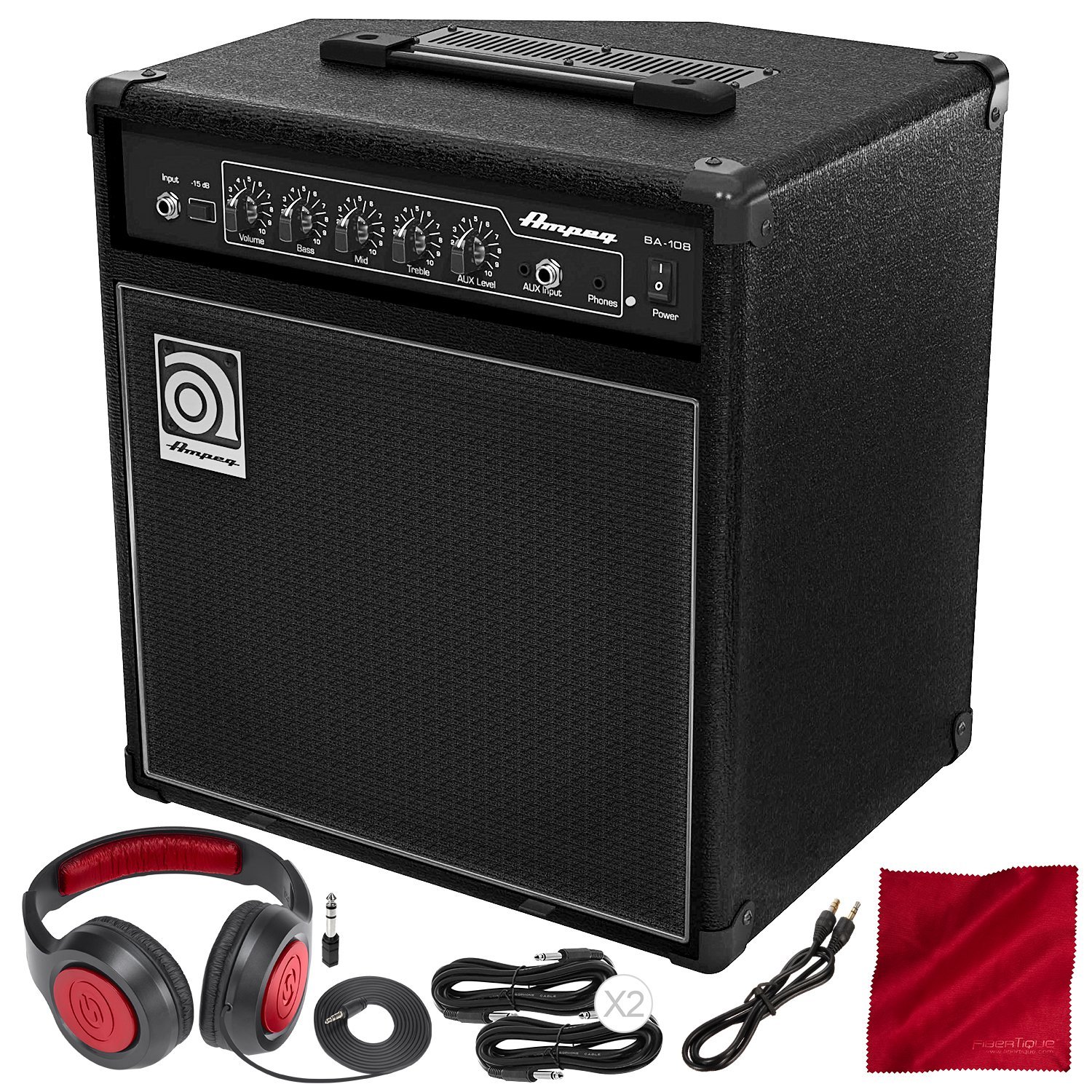 Ampeg BA-108V2 20-Watt 8 Bass Combo Amplifier and Deluxe Bundle w