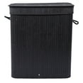 thumbnail image 6 of Drevy Double Laundry Hamper with Lid and Cloth Liner - Bamboo - Black - Easily Transport Laundry Basket - 2 Section Collapsible Hamper - String Handles, 6 of 8