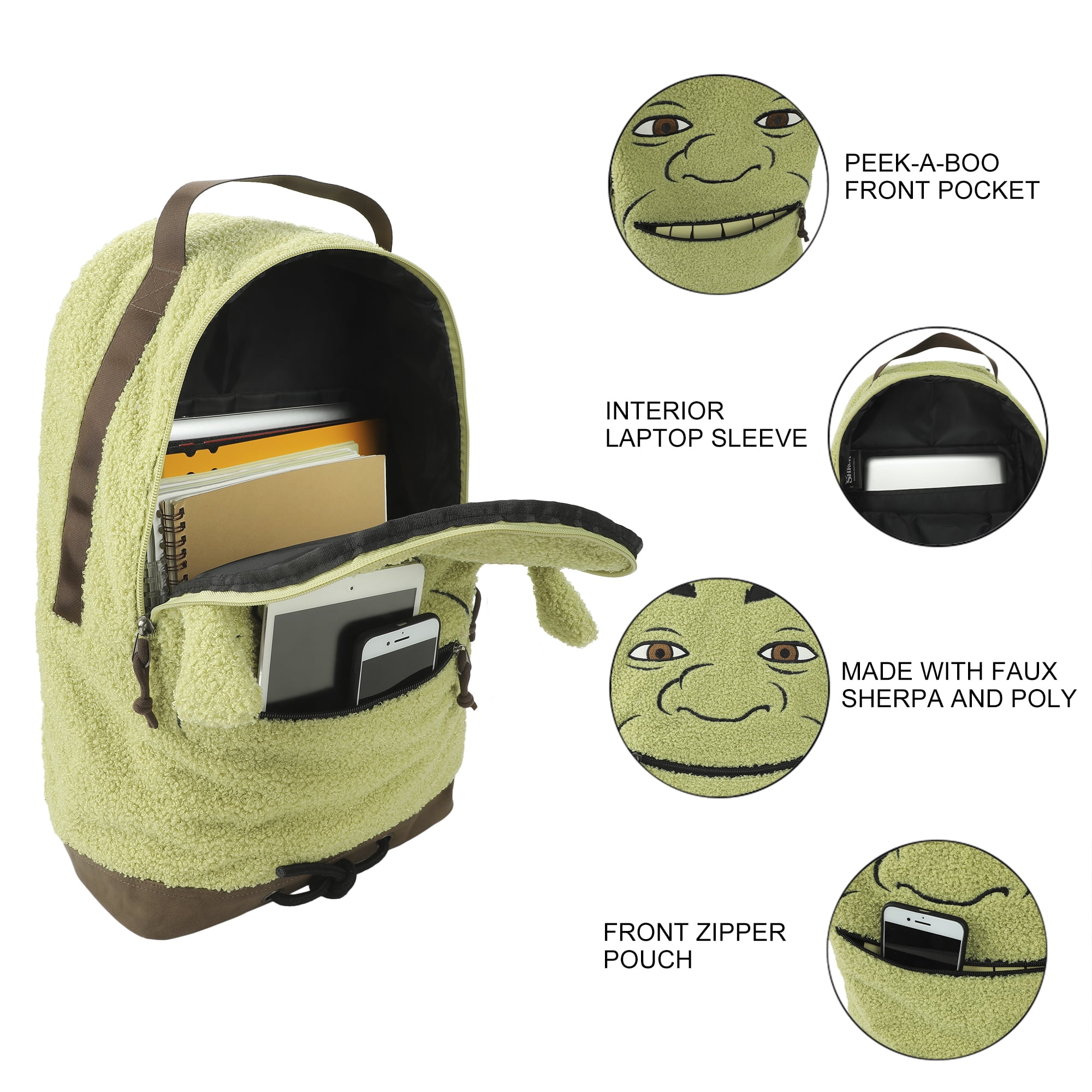 Shrek Character 17.5" Green Backpack
