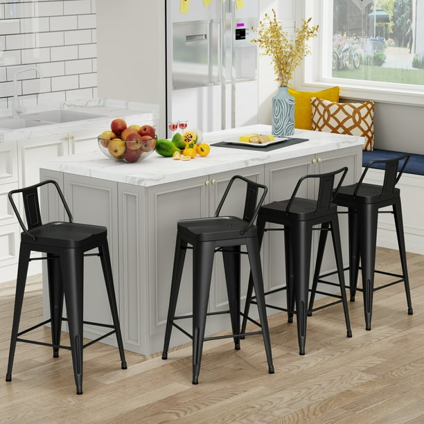 Metal Bar Stools Set of 4 Counter Height Stools 24 Inchs Counter Stools