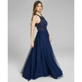 thumbnail image 2 of SPEECHLESS Robe de Bal Longue Sans Manches Bleu Marine avec Dos à Trou de Serrure Zippé, Ornée, Doublée de Tulle Transparent, Col Licou, Taille 7, 2 of 3