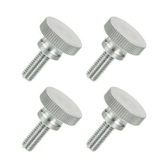 Uxcell 4 PCS M6 x 16mm Flat Knurled Head Thumb Screws,304 Stainless Steel Fully Threaded Thumbscrew Bolts Fasteners for Lighting Household Appliances Electronic Equipment