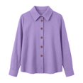 thumbnail image 5 of WULMLEO Waffle Knit Button Down Shirts for Women Casual Oversized Long Sleeve Collared Sweater Dressy Blouse Fall Tops Purple XL, 5 of 6