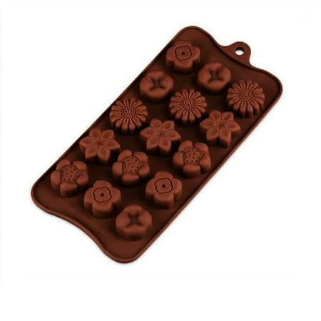 

15 flower pattern silicone mold Chocolate mold Ice grid Cake mold DIY baking tool