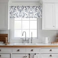 thumbnail image 3 of Navy Blue Botanical Valance Curtains for Kitchen/Living Room/Bathroom/Bedroom Window, Rod Pocket Small Topper Half Short Window Curtains Voile Sheer Scarf, Pastoral Spring Leaves Watercolor 42"x18", 3 of 8