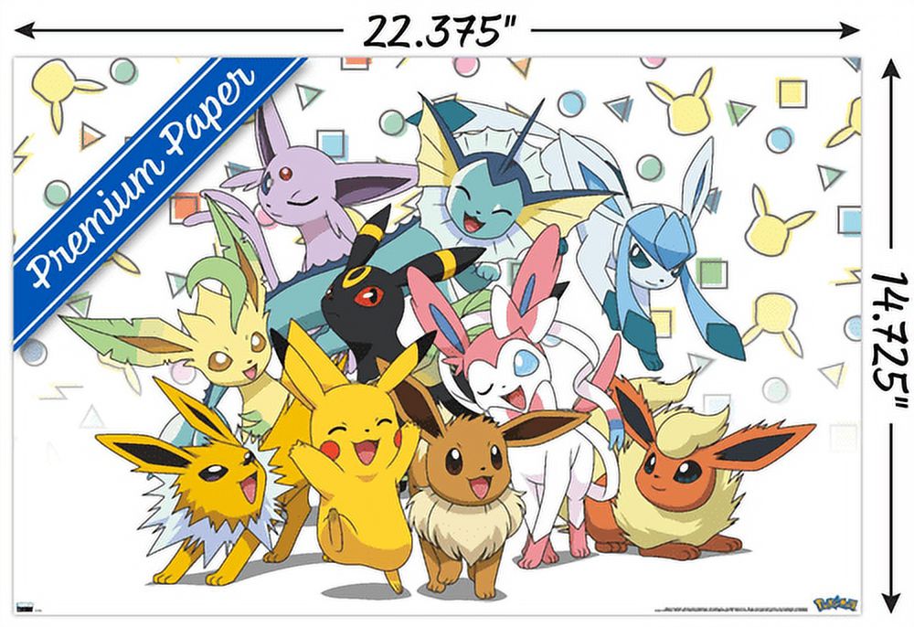 Pokémon - Pikachu, Eevee, And Its Evolutions Wall Poster, 14.725